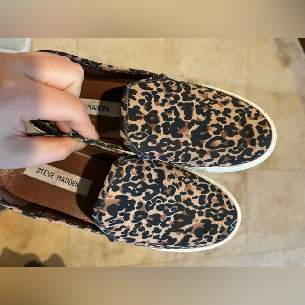 steve madden cheetah slip on shoes